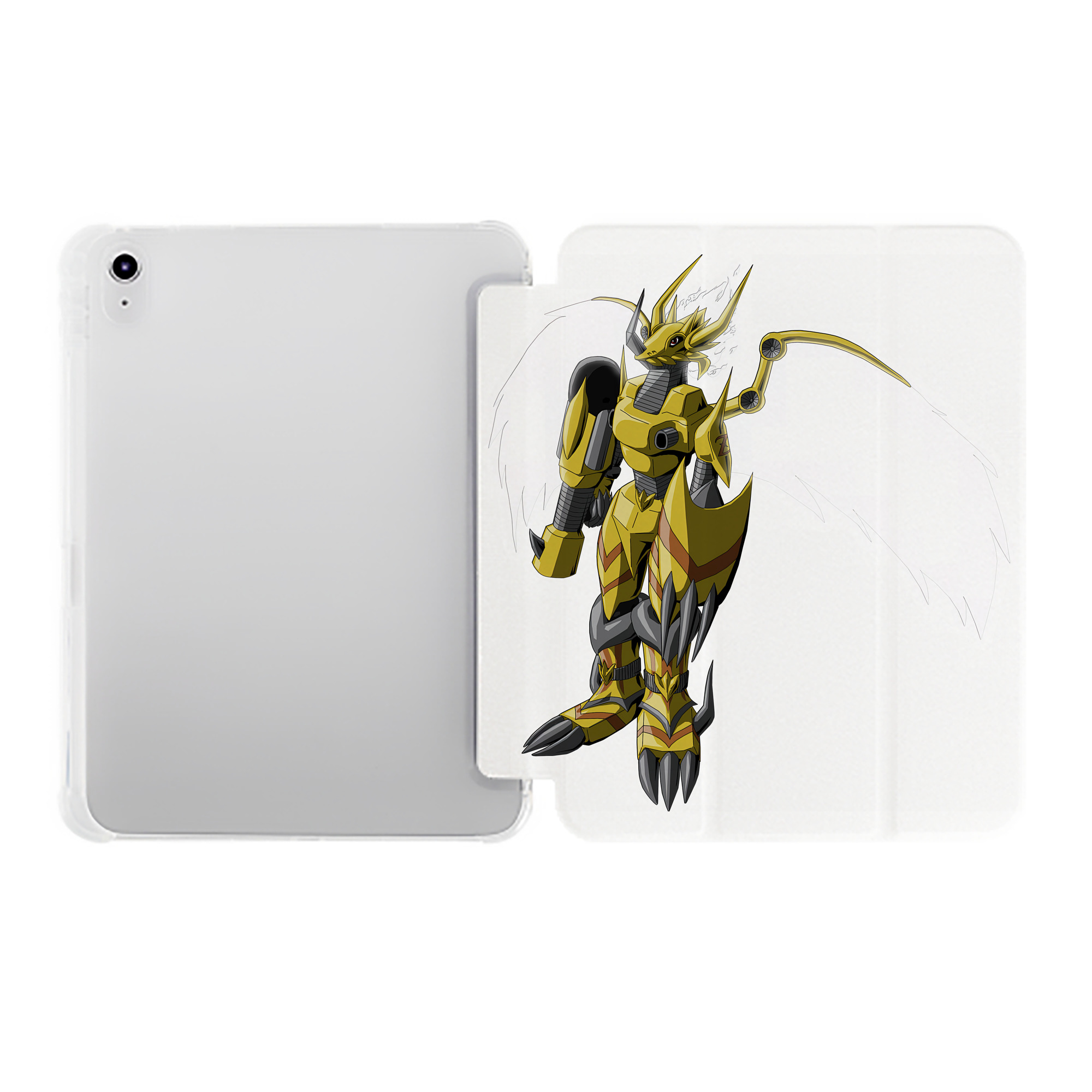 （画像用） Digimon デジタルモンスター/デジモン IPad ケース ペン収納付き 三つ折りスタンド PUレザー×シリコン 対応機種9.5/10.5/10.9インチ